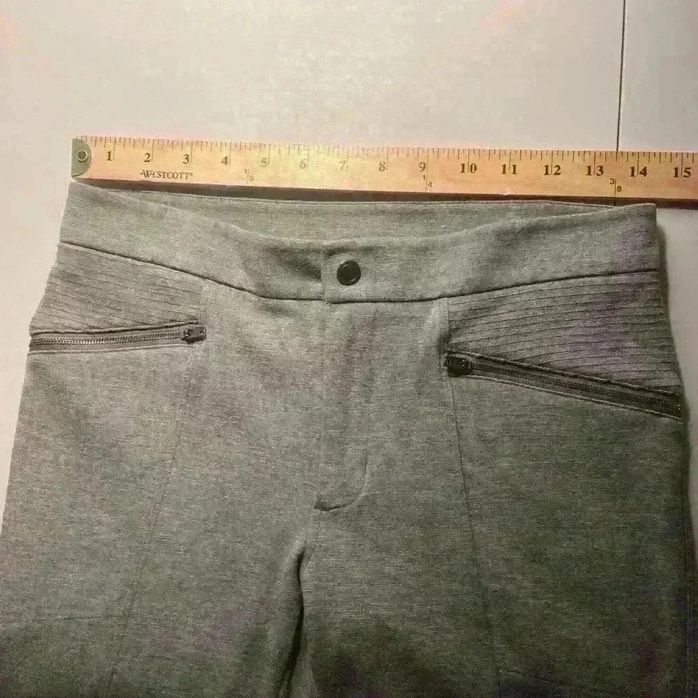 Athleta Size 4 Ponte Twill Moto Pants Grey Skinny Pockets Work Career Zippers - Picture 2 of 9